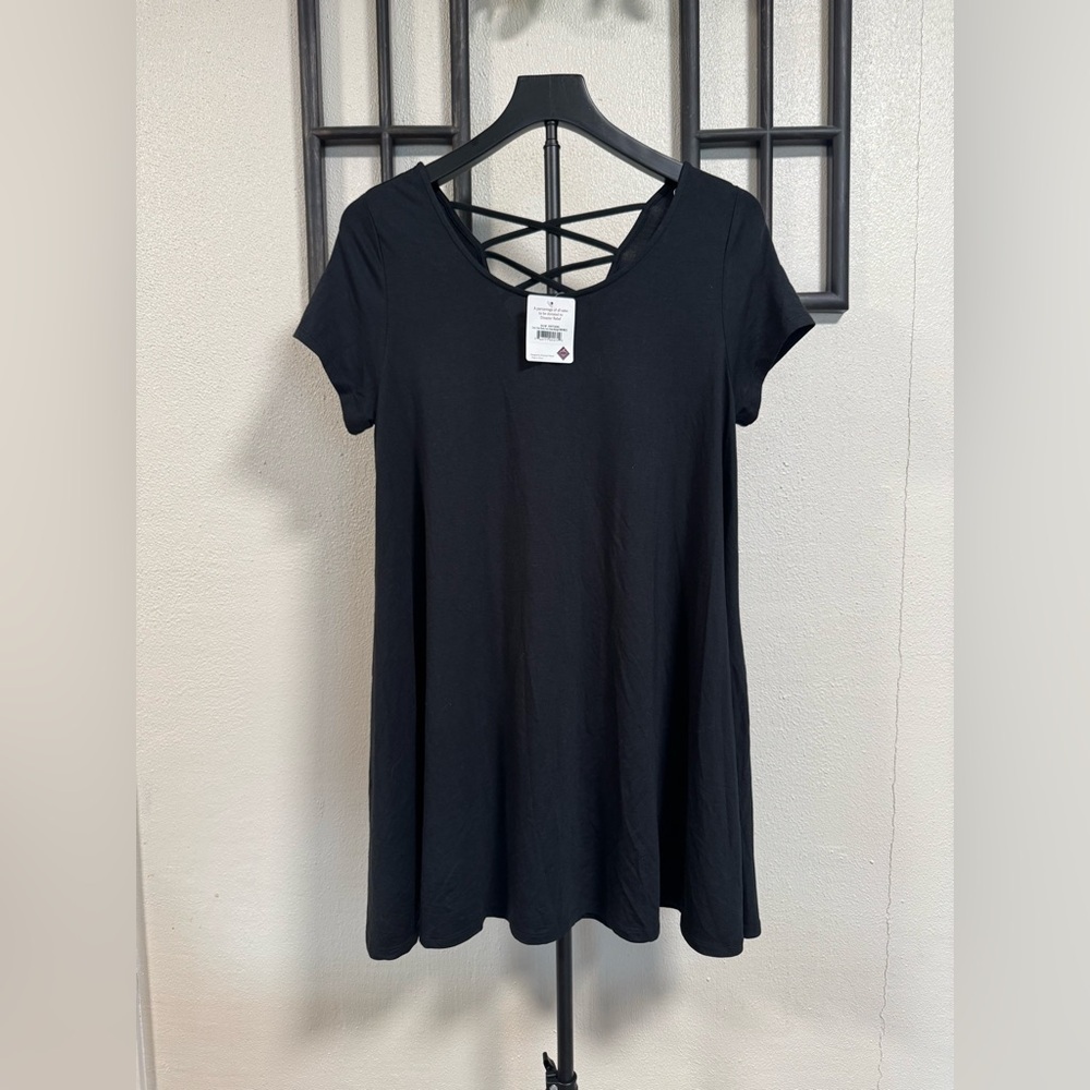 NWT Mountain Mamas Criss Cross Shorty Tunic Dress in Midnight Black Sz SM/MD